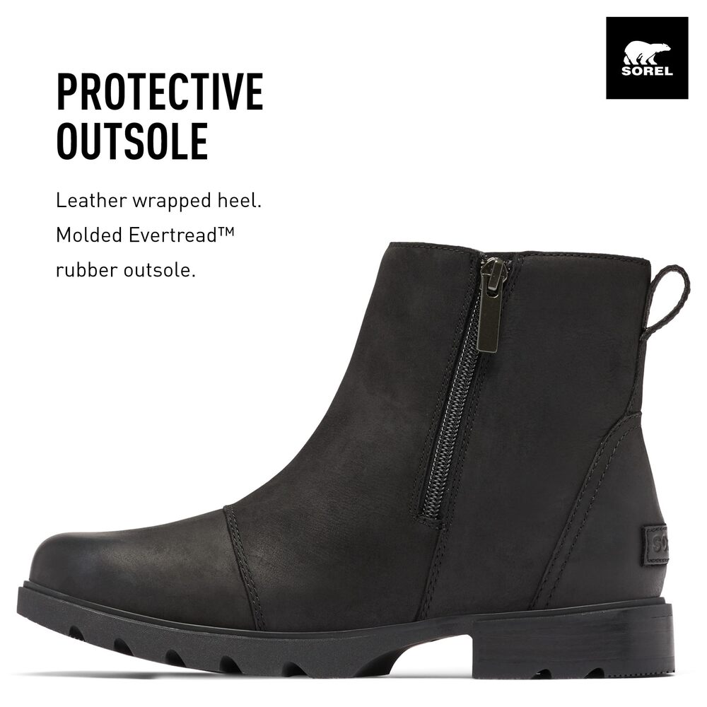 SOREL WOMEN'S EMELIE LLL ZIP WATERPROOF BOOT - BLACK, BLACK - 9.5 - Picture 3 of 5